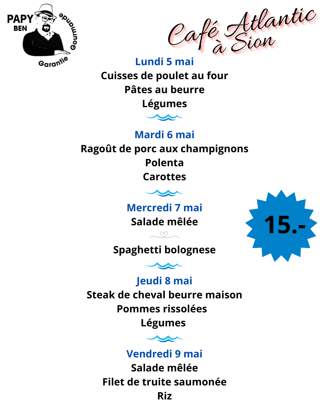 menus du 5 au 9 mai